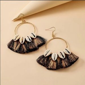 Cowrie shell tassel earrings